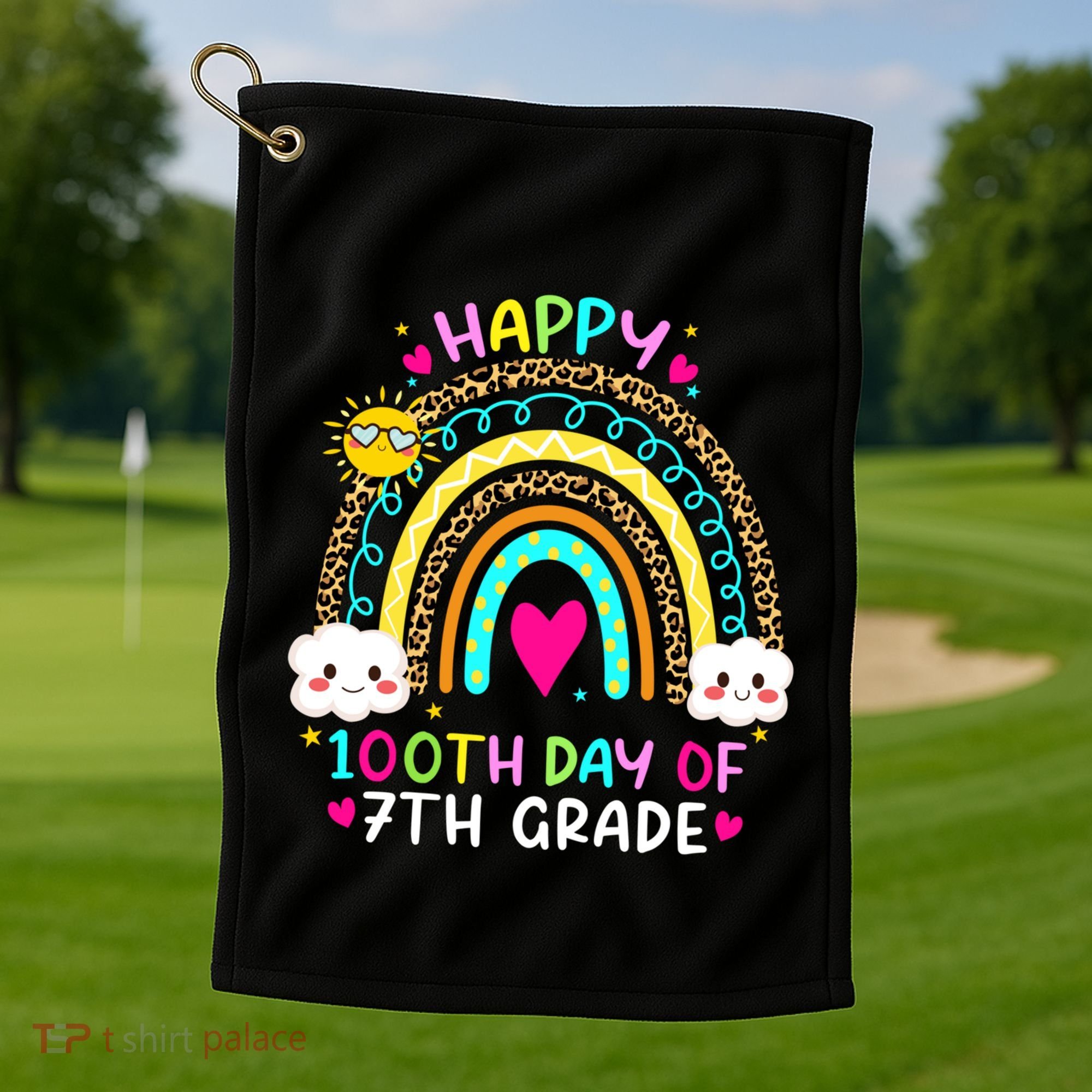 100 Days Smarter Seventh Grade 100th Day Of School 7th Grade Gift Golf Towel
