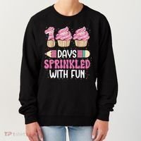 100 Days Sprinkled With Fun Cupcake 100th Day Of School Women's Sweatshirt thumb 0