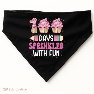100 Days Sprinkled With Fun Cupcake 100th Day Of School USA-Made Doggie Bandana