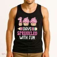 100 Days Sprinkled With Fun Cupcake 100th Day Of School Tank Top thumb 3