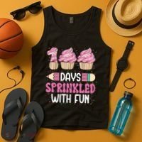 100 Days Sprinkled With Fun Cupcake 100th Day Of School Tank Top thumb 4