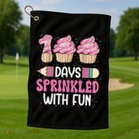 100 Days Sprinkled With Fun Cupcake 100th Day Of School Golf Towel thumb 1