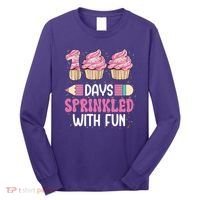 100 Days Sprinkled With Fun Cupcake 100th Day Of School Long Sleeve Shirt thumb 0