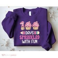 100 Days Sprinkled With Fun Cupcake 100th Day Of School Sweatshirt thumb 2