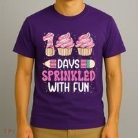 100 Days Sprinkled With Fun Cupcake 100th Day Of School T-Shirt thumb 3
