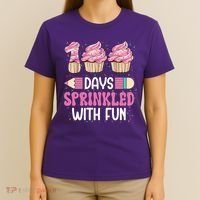 100 Days Sprinkled With Fun Cupcake 100th Day Of School T-Shirt thumb 4