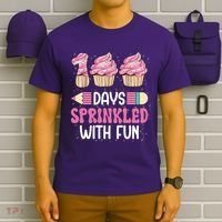 100 Days Sprinkled With Fun Cupcake 100th Day Of School T-Shirt thumb 6