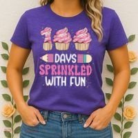 100 Days Sprinkled With Fun Cupcake 100th Day Of School Women's T-Shirt thumb 2