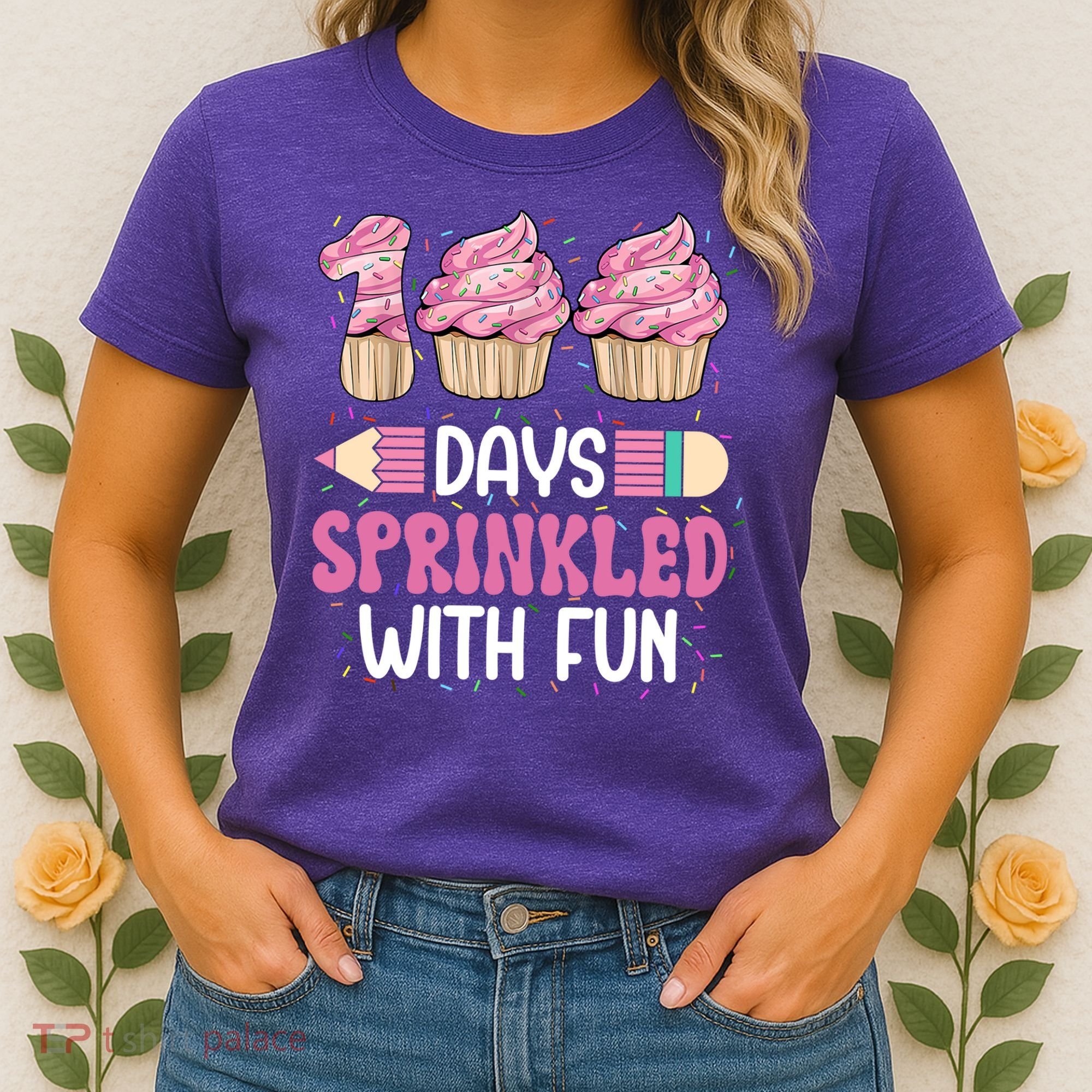 100 Days Sprinkled With Fun Cupcake 100th Day Of School Women's T-Shirt