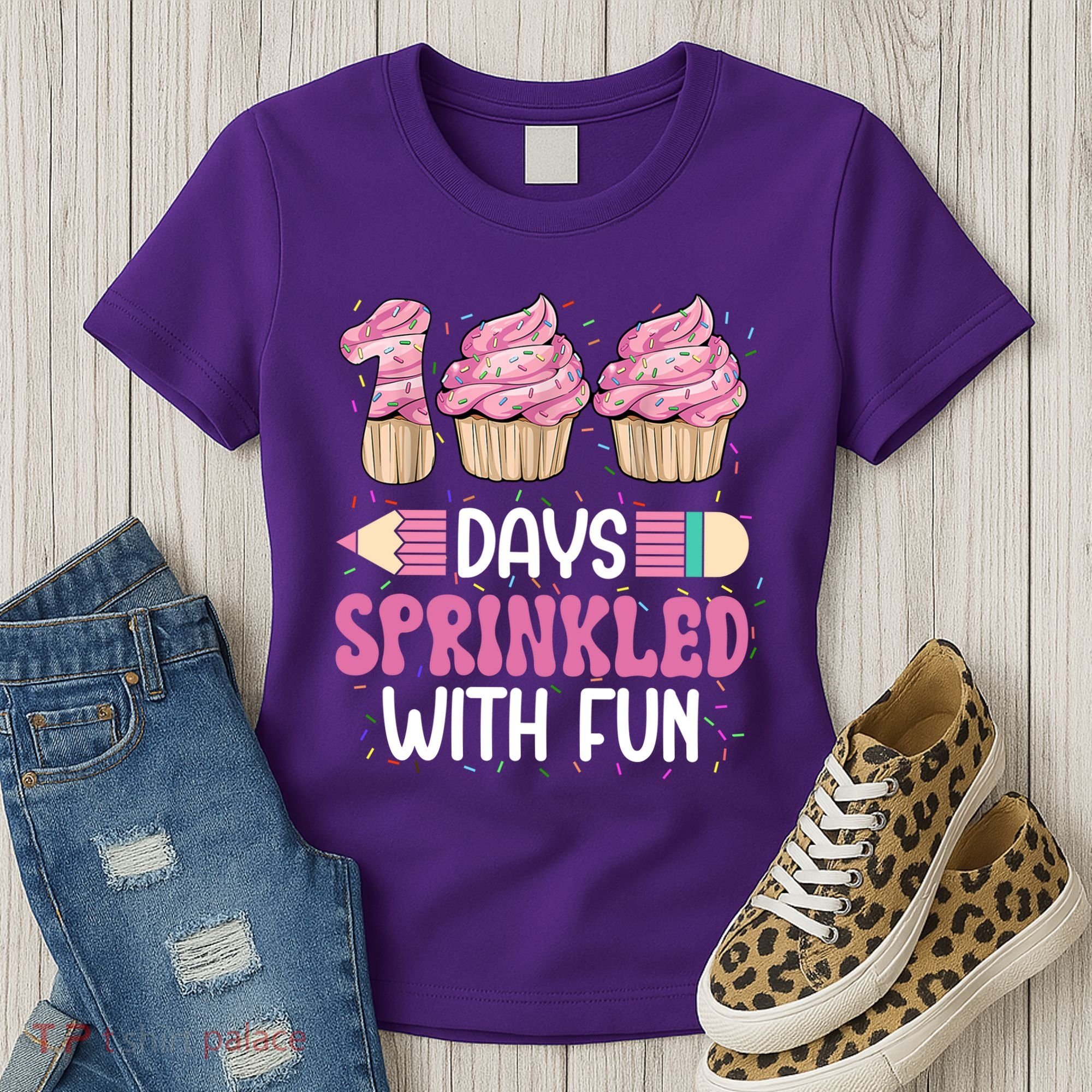 100 Days Sprinkled With Fun Cupcake 100th Day Of School Women's T-Shirt