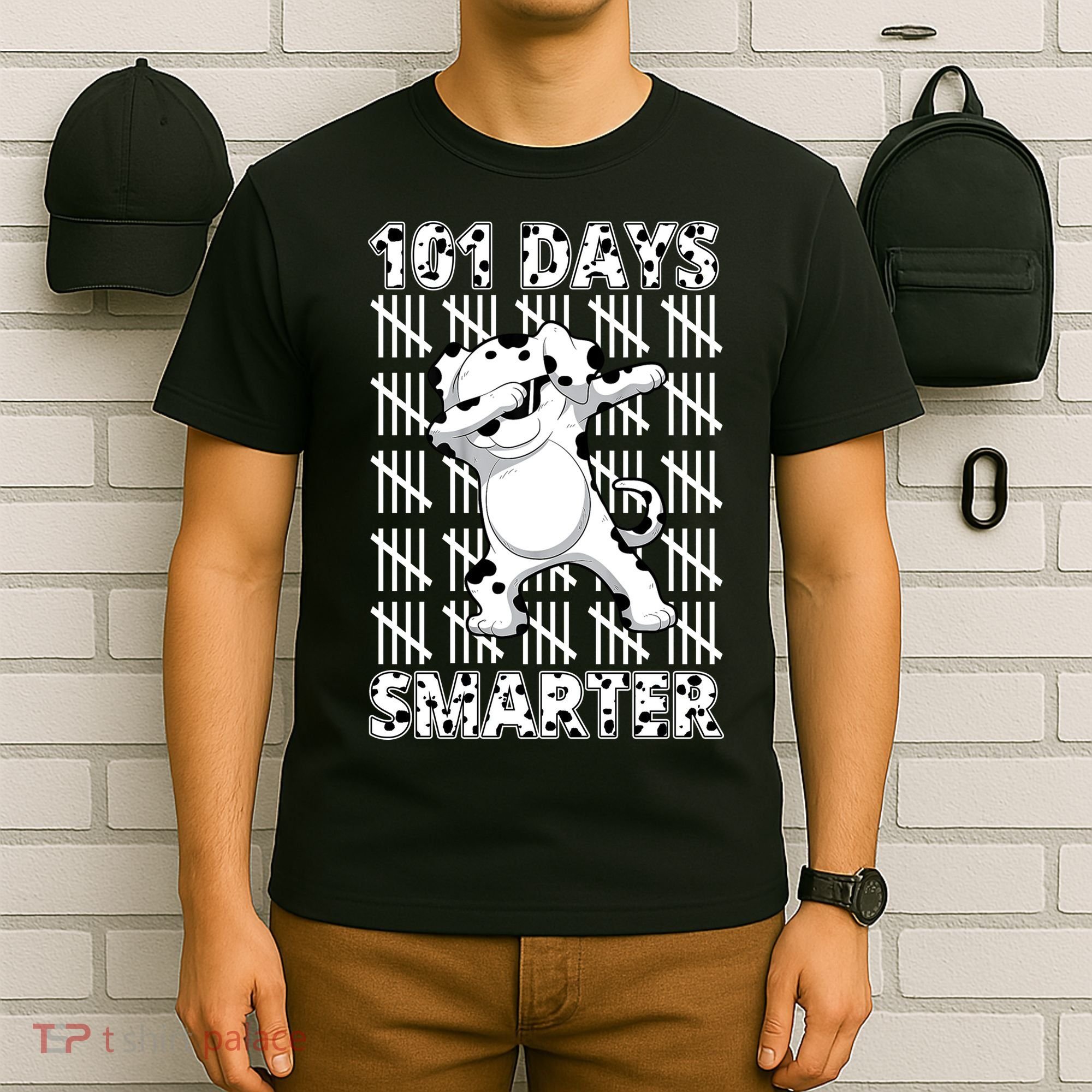 101 Days Smarter Dabbing Dalmatian Dog T-Shirt