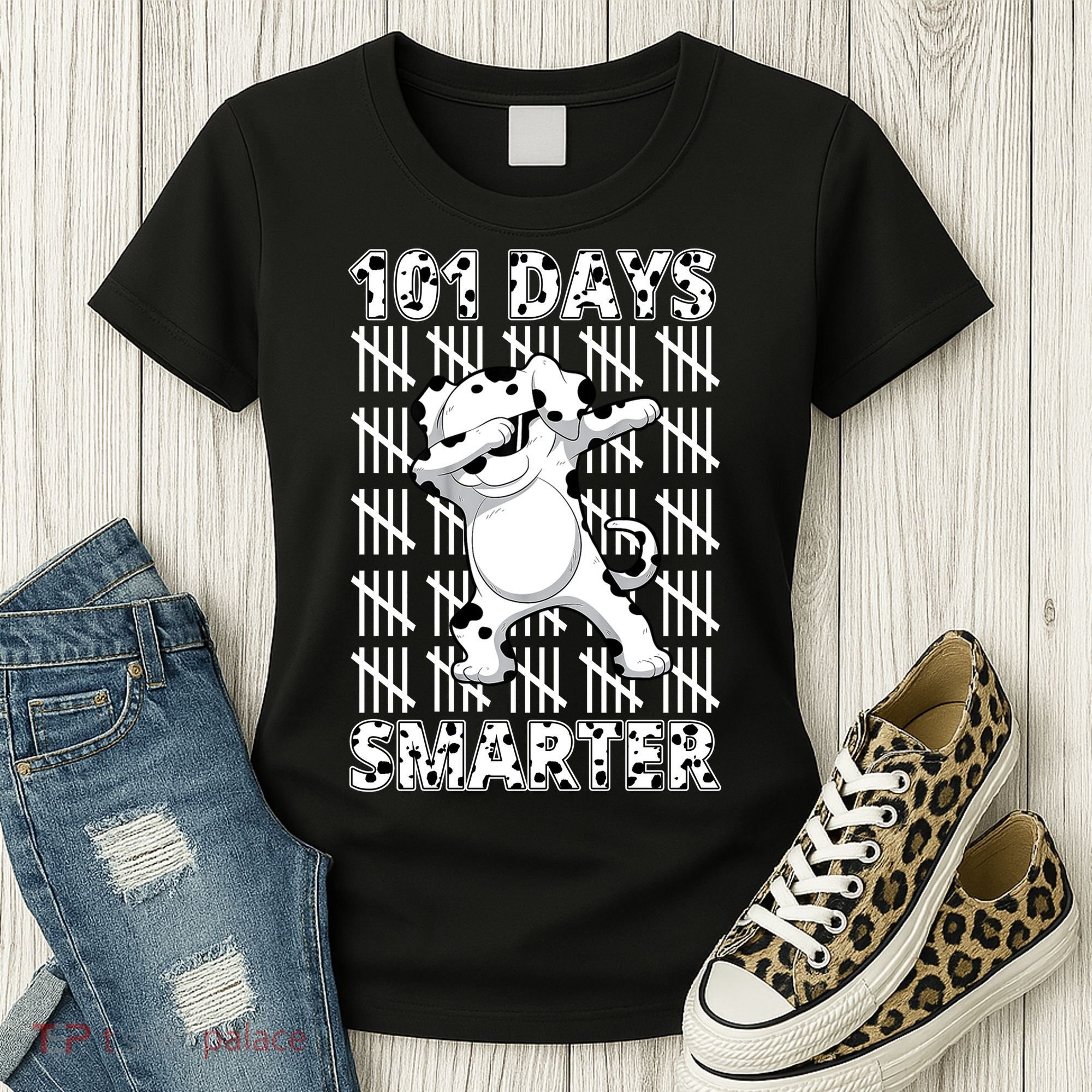 101 Days Smarter Dabbing Dalmatian Dog Women's T-Shirt