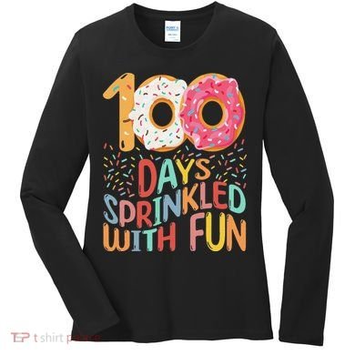 100 Days Sprinkled With Fun Cupcake 100th Day Of School Women's Long Sleeve Shirt
