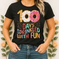100 Days Sprinkled With Fun Cupcake 100th Day Of School Women's T-Shirt thumb 2