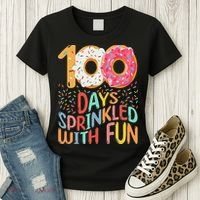 100 Days Sprinkled With Fun Cupcake 100th Day Of School Women's T-Shirt thumb 3