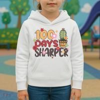 100 Days Sharper 100 Days Celebration For Teacher 100 Days Of School Kids Hoodie thumb 3