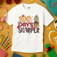 100 Days Sharper 100 Days Celebration For Teacher 100 Days Of School Kids T-Shirt thumb 3