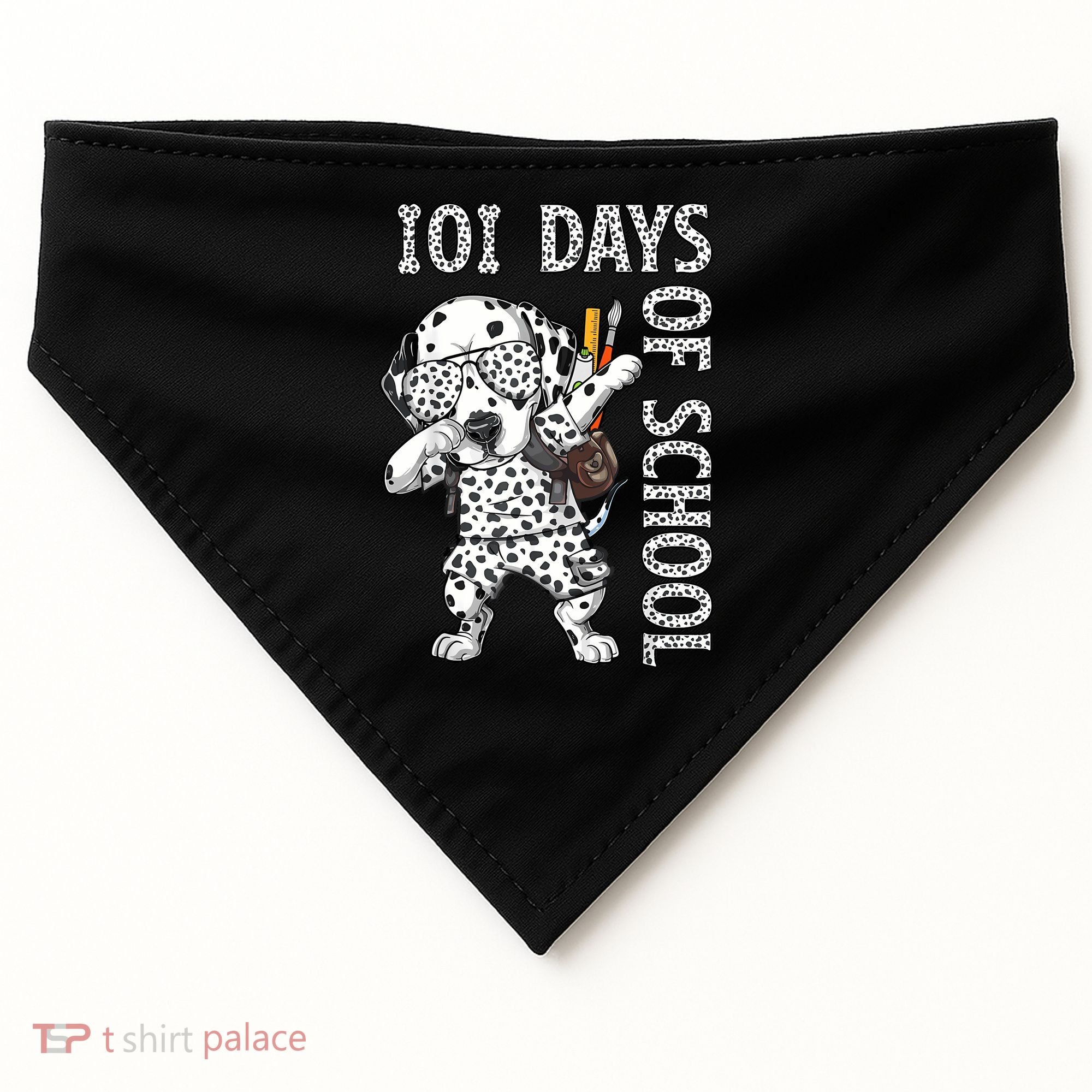 101 Days School Dabbing Dalmatian Dog Teachers USA-Made Doggie Bandana