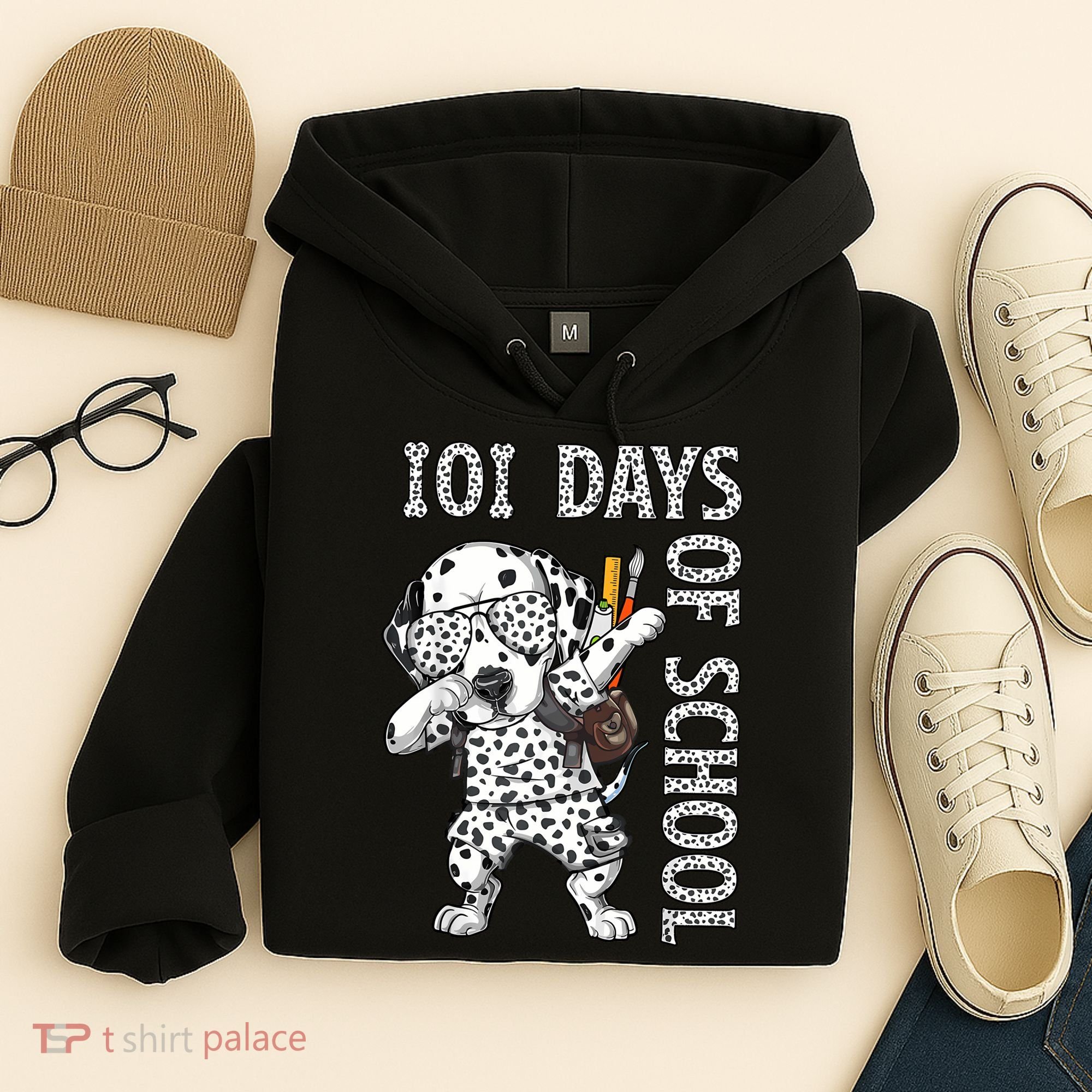 101 Days School Dabbing Dalmatian Dog Teachers Hoodie
