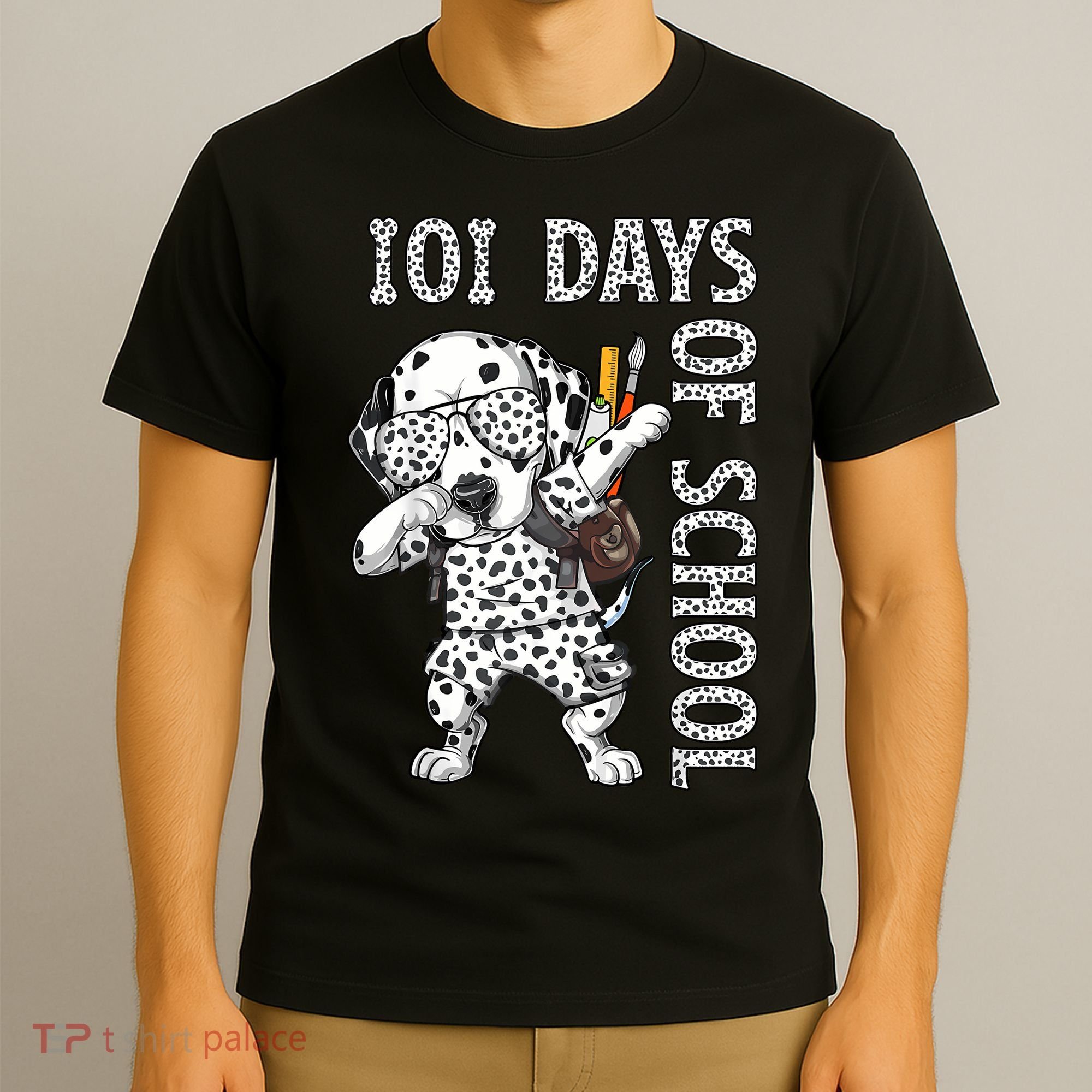 101 Days School Dabbing Dalmatian Dog Teachers T-Shirt