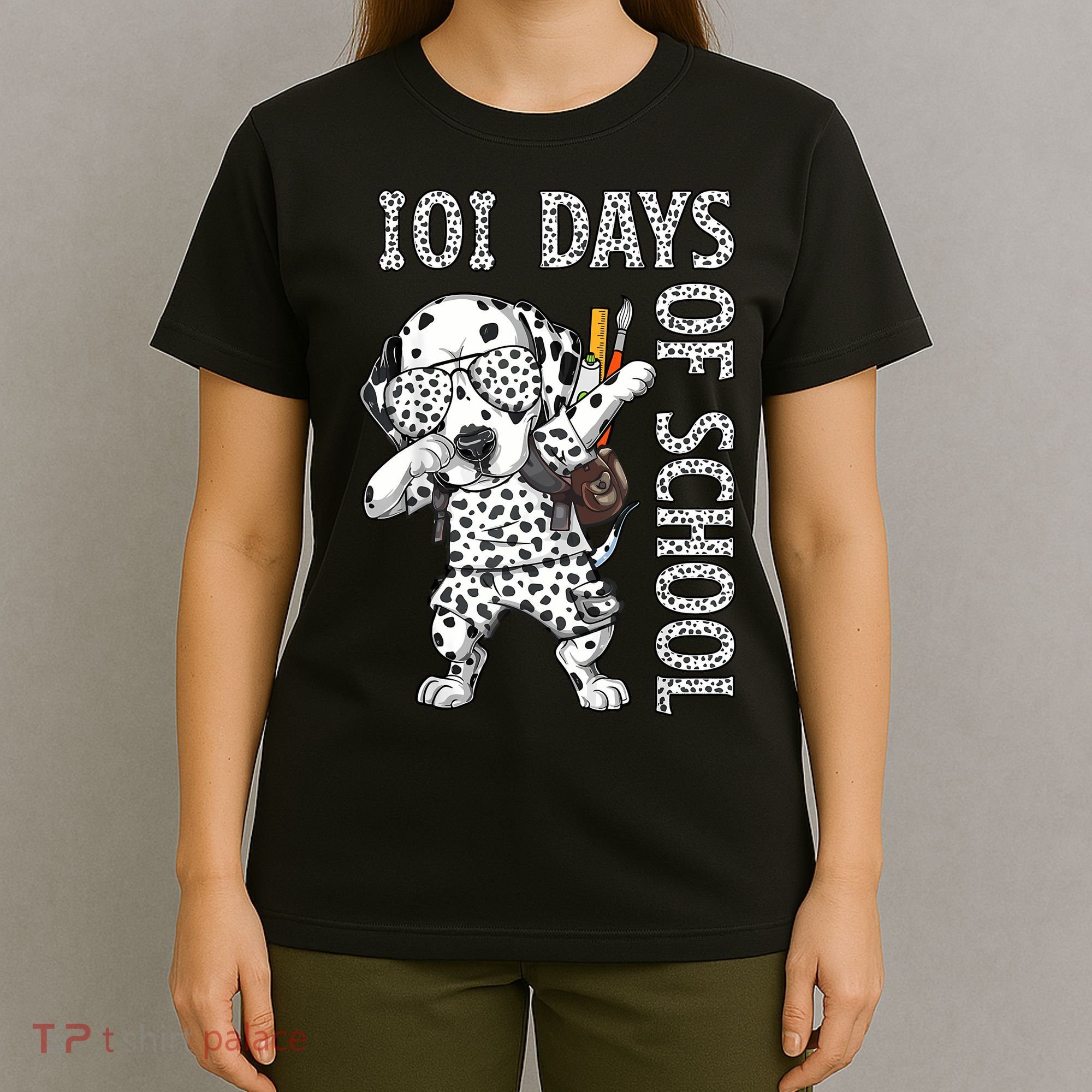 101 Days School Dabbing Dalmatian Dog Teachers T-Shirt
