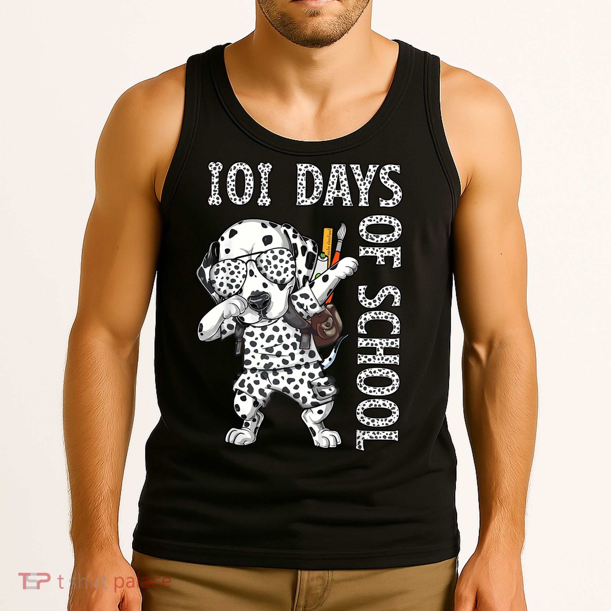 101 Days School Dabbing Dalmatian Dog Teachers Tank Top