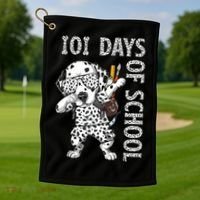 101 Days School Dabbing Dalmatian Dog Teachers Golf Towel thumb 1