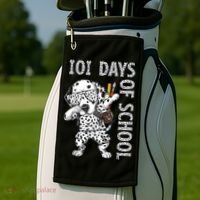 101 Days School Dabbing Dalmatian Dog Teachers Golf Towel thumb 2
