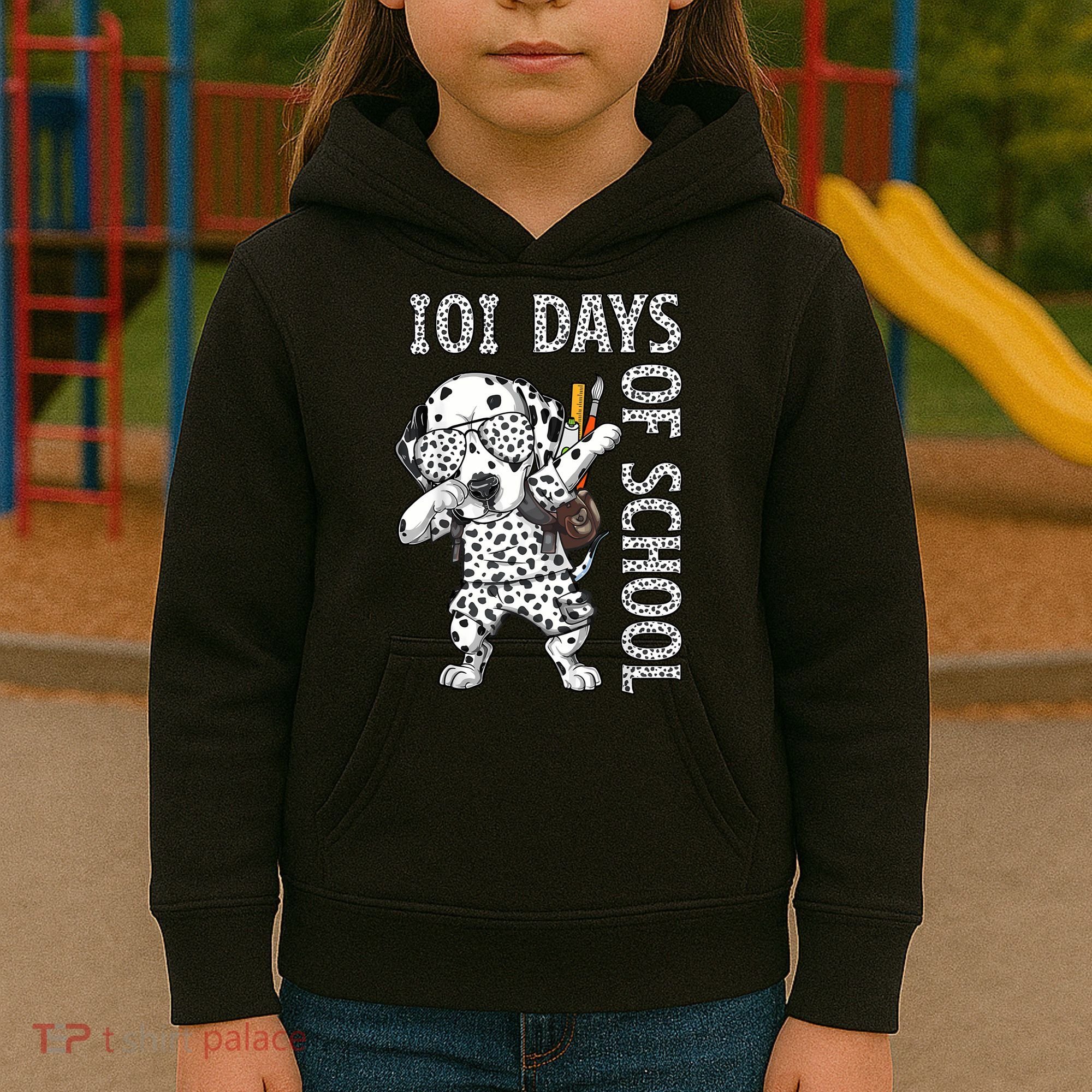 101 Days School Dabbing Dalmatian Dog Teachers Kids Hoodie