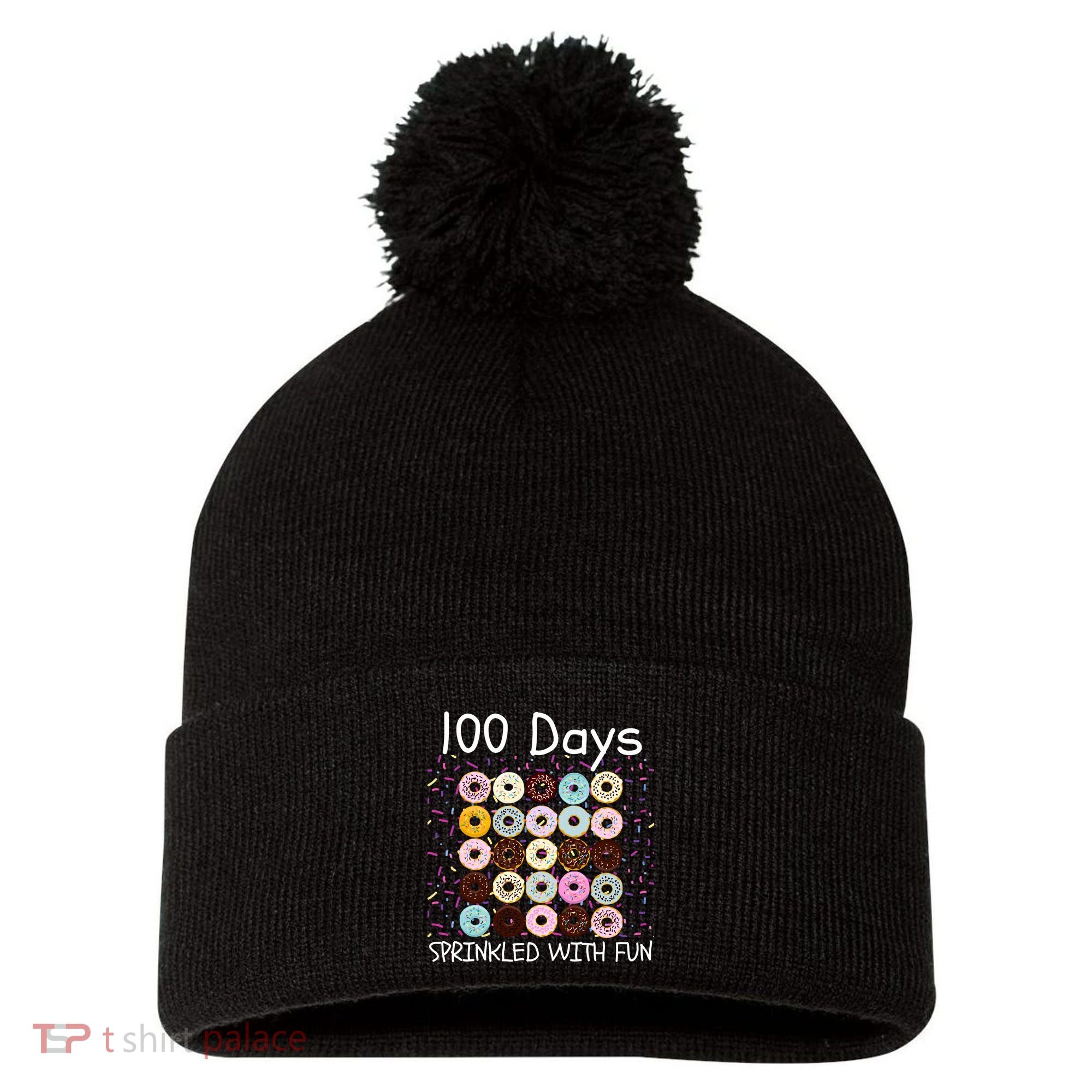 100 Days Sprinkled With Fun, 100th Day Of School, 100 Days Pom Pom 12in Knit Beanie