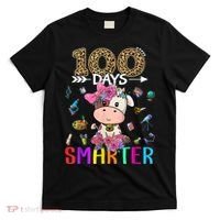100 Days Smarter Cute Cow  Happy 100th Day of school  T-Shirt thumb 0