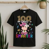 100 Days Smarter Cute Cow  Happy 100th Day of school  T-Shirt thumb 2