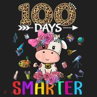 100 Days Smarter Cute Cow  Happy 100th Day of school  Beanie thumb 2