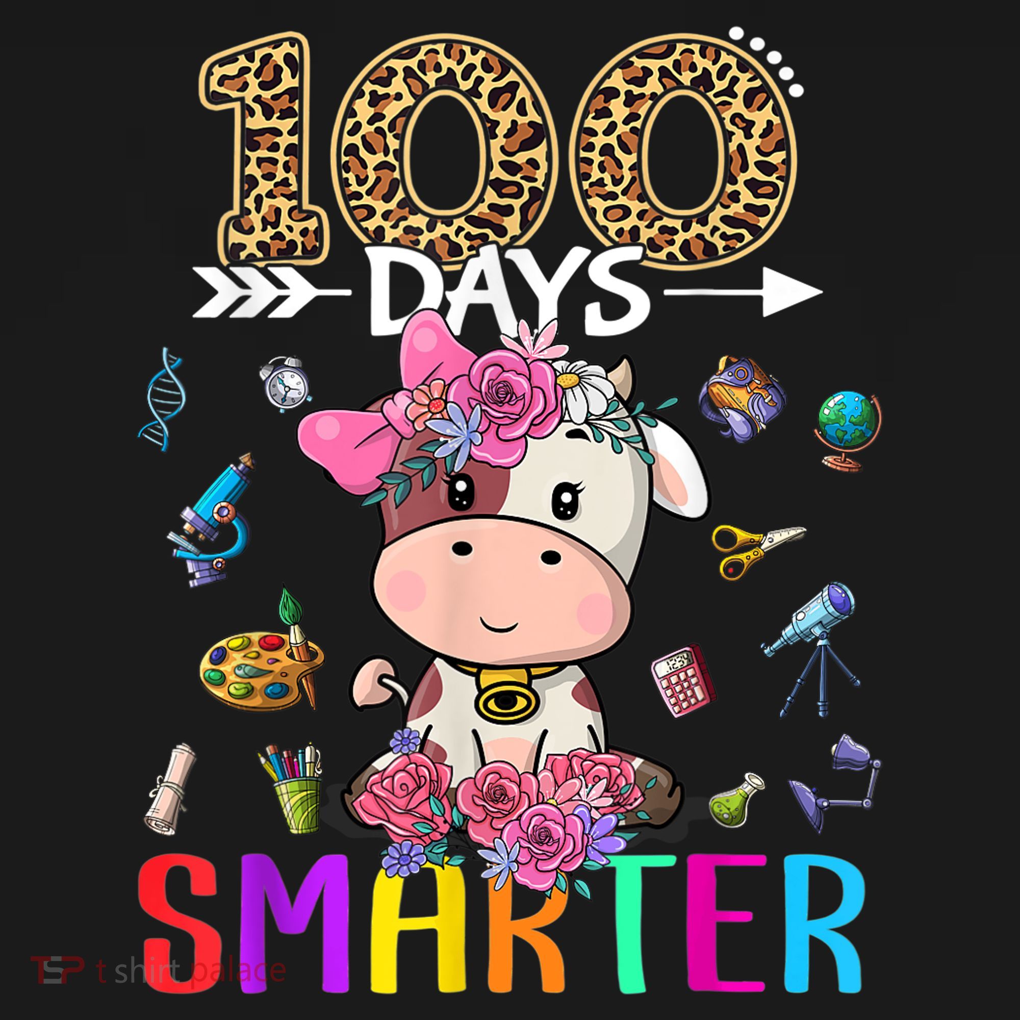 100 Days Smarter Cute Cow  Happy 100th Day of school  Women's Hoodie