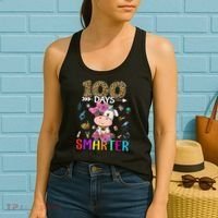 100 Days Smarter Cute Cow  Happy 100th Day of school  Women's Tank Top thumb 2