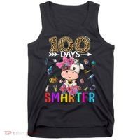 100 Days Smarter Cute Cow  Happy 100th Day of school  Tank Top thumb 0