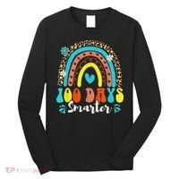 100 Days Smarter Rainbow Leopard Happy 100th Day Of School Long Sleeve Shirt thumb 0