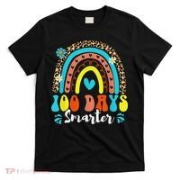 100 Days Smarter Rainbow Leopard Happy 100th Day Of School T-Shirt thumb 0
