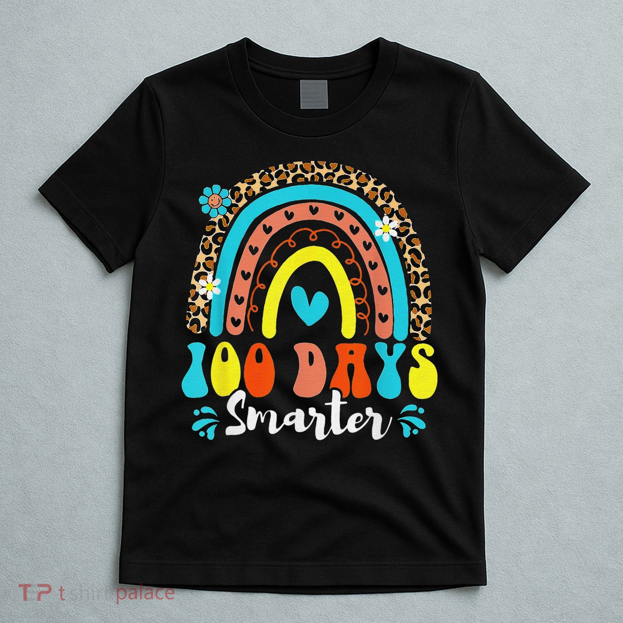 100 Days Smarter Rainbow Leopard Happy 100th Day Of School T-Shirt