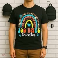 100 Days Smarter Rainbow Leopard Happy 100th Day Of School T-Shirt thumb 6