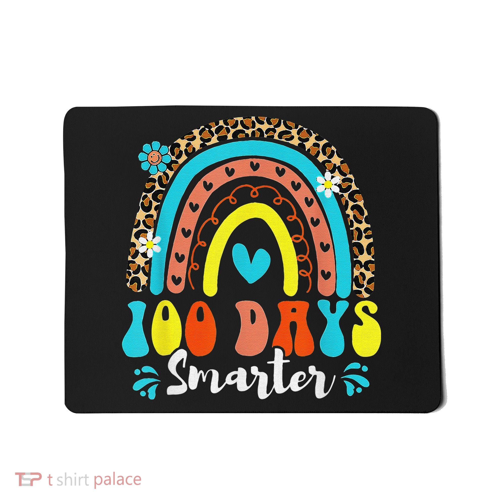100 Days Smarter Rainbow Leopard Happy 100th Day Of School Mousepad