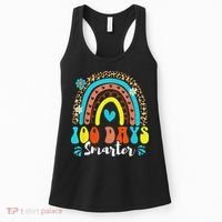 100 Days Smarter Rainbow Leopard Happy 100th Day Of School Women's Tank Top thumb 0