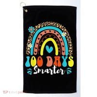 100 Days Smarter Rainbow Leopard Happy 100th Day Of School Golf Towel thumb 0