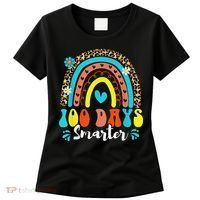 100 Days Smarter Rainbow Leopard Happy 100th Day Of School Women's T-Shirt thumb 0