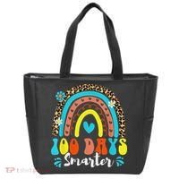 100 Days Smarter Rainbow Leopard Happy 100th Day Of School Tote Bag thumb 0