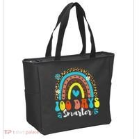 100 Days Smarter Rainbow Leopard Happy 100th Day Of School Tote Bag thumb 2