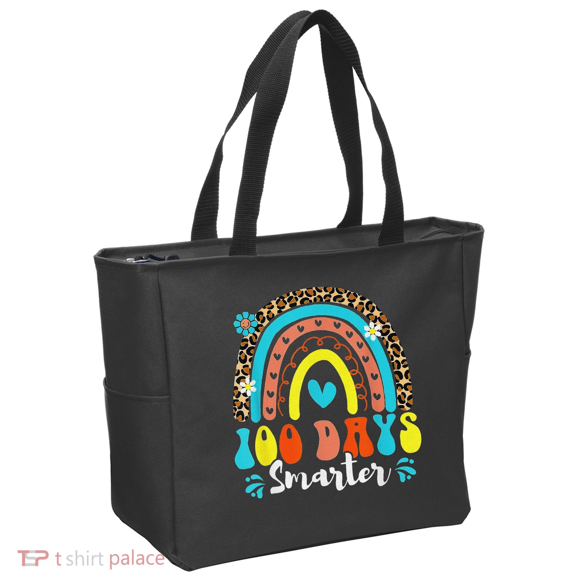 100 Days Smarter Rainbow Leopard Happy 100th Day Of School Tote Bag
