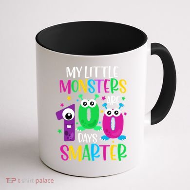 100 Days Teacher Gift My Little Monsters 100 Days Smarter Gift Coffee Mug back
