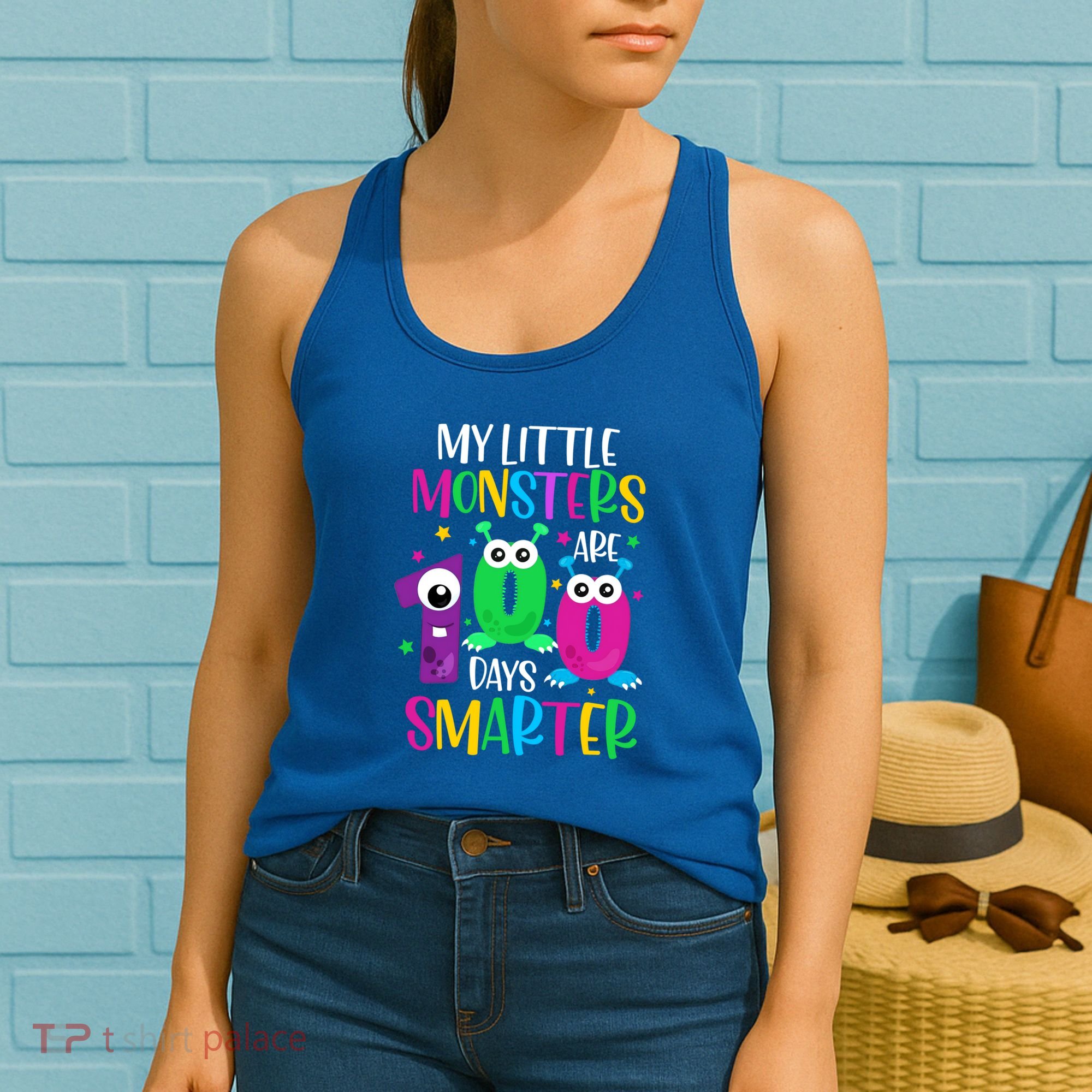 100 Days Teacher Gift My Little Monsters 100 Days Smarter Gift Women's Tank Top