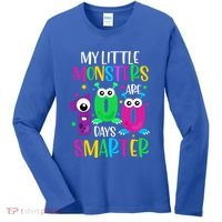 100 Days Teacher Gift My Little Monsters 100 Days Smarter Gift Women's Long Sleeve Shirt thumb 0